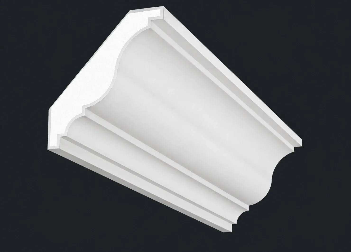 Decoralite D502 crown moulding — 3D catalogue render