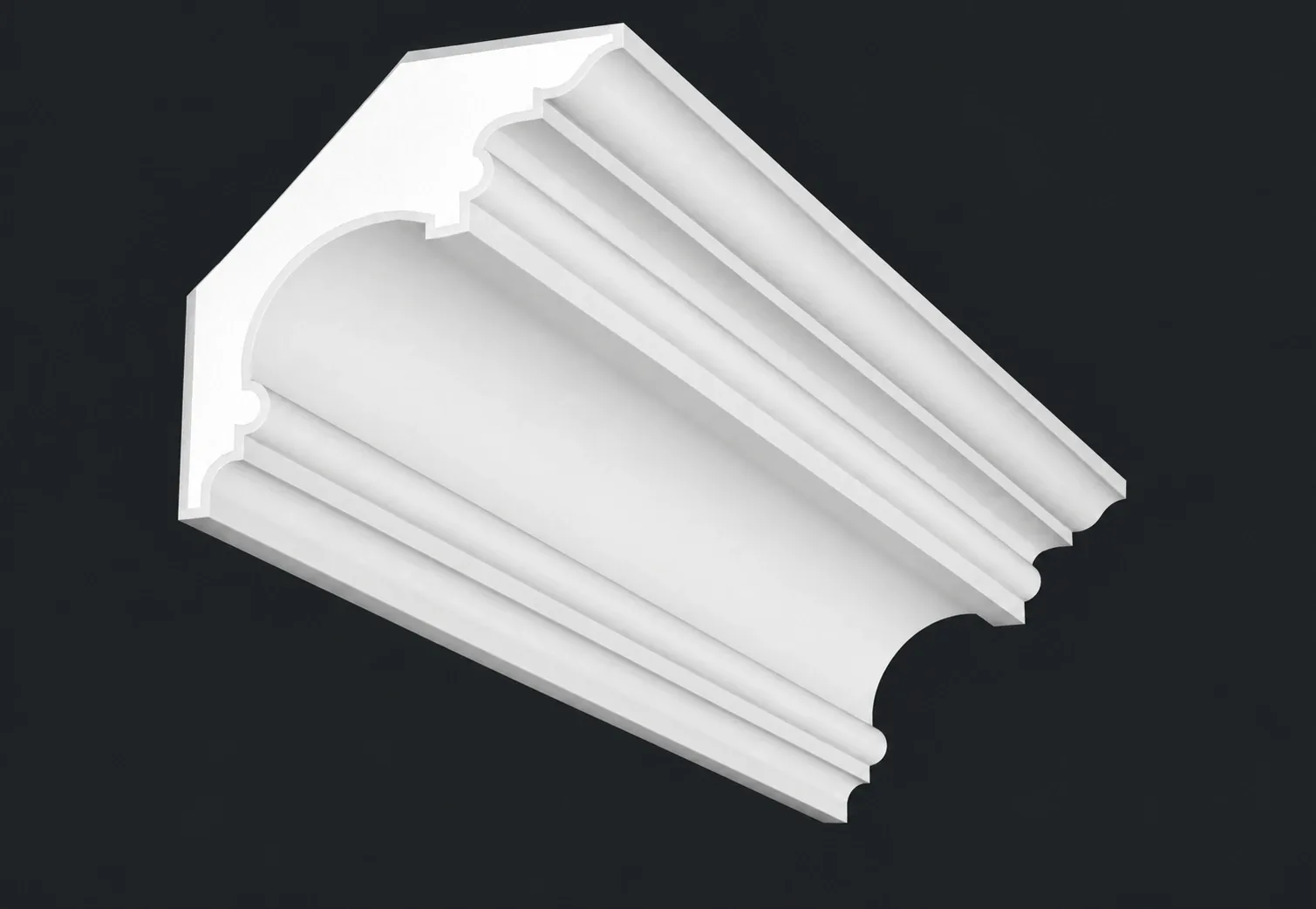 Decoralite D504 crown moulding — 3D catalogue render