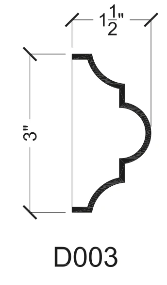 D003 published catalogue dimensions and technical detail
