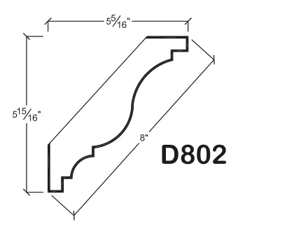 D802 published catalogue dimensions and technical detail