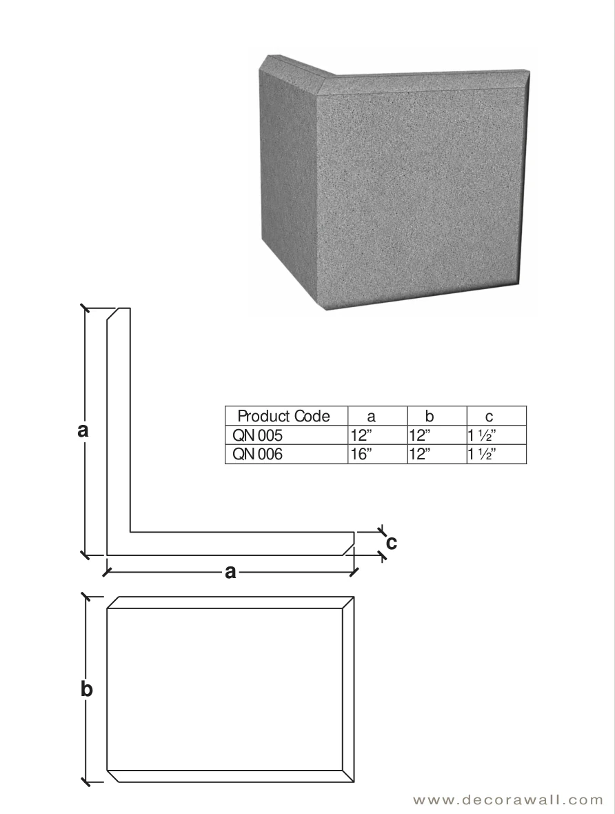 QN 005 published catalogue dimensions and technical detail
